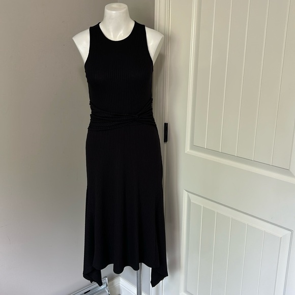 Anthropologie Sleeveless Ribbed Handkerchief Hem Midi Dress in Black Size S - Picture 3 of 15